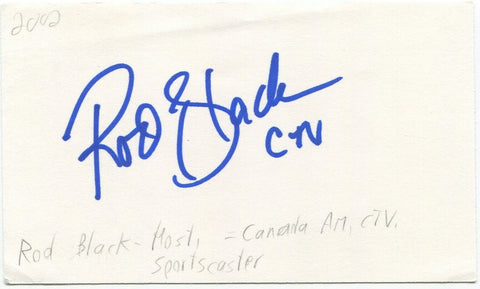 Rod Black Signed 3x5 Index Card Autographed Sportscaster Toronto Blue Jays