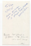 Rosie O'Hara Signed 3x5 Index Card Autographed Signature Singer