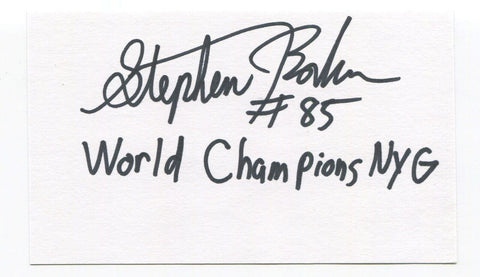 Stephen Baker Signed 3x5 Index Card Autographed NY Giants Super Bowl Champion