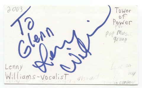 Tower of Power Lenny Williams Signed 3x5 Index Card Autographed Signature Band