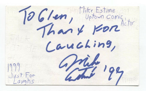 Mike Estime Signed 3x5 Index Card Autographed Signature Actor Comedian