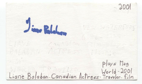 Liane Balaban Signed 3x5 Index Card Autographed Signature Actress Supernatural
