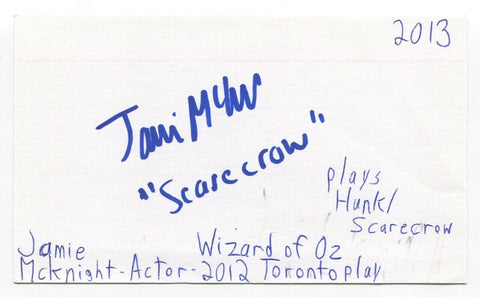 Jamie McKnight Signed 3x5 Index Card Autographed Actor Wizard of Oz Aladdin