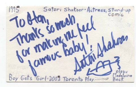 Satori Shakoor - Jeanette McGruder Signed 3x5 Index Card Autographed Signature