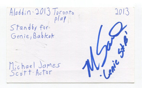 Michael James Scott Signed 3x5 Index Card Autographed Actor Aladdin South Park