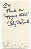 Lesley MacDonald Signed 3x5 Index Card Autographed Canadian Journalist Reporter