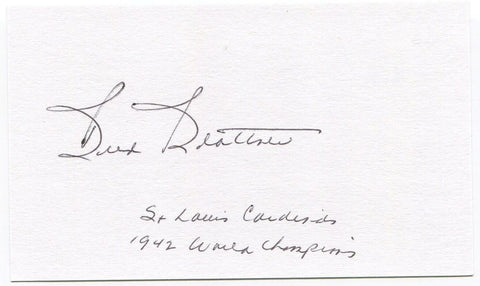 Buddy Blattner Signed 3x5 Index Card Autograph Baseball 1942 St Louis Cardinals