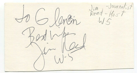 Jim Reed Signed 3x5 Index Card Autographed Journalist Anchor W5