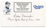 Eddie Basinski 3x5 Index Card Autographed Signature Brooklyn Dodgers All Star