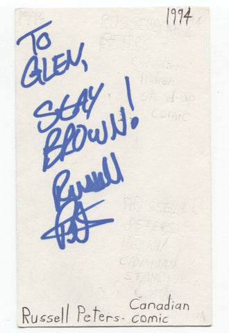 Russell Peters Signed 3x5 Index Card Autographed Comedian Stand Up Comic Actor