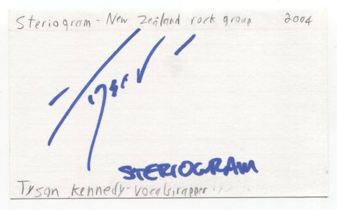 Steriogram - Tyson Kennedy Signed 3x5 Index Card Autographed Signature Band