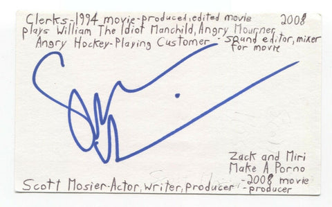 Scott Mosier Signed 3x5 Index Card Autographed Signature Producer Clerks Dogma