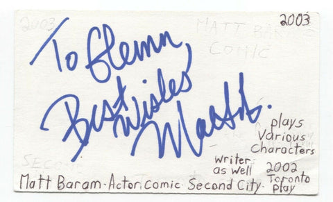Matt Baram Signed 3x5 Index Card Autographed Signature Comedian Comic Actor