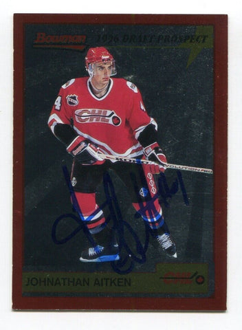 1996 Bowman Prospects Johnathan Aitken Signed Card Hockey Autograph AUTO #107