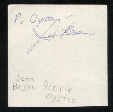 Prairie Oyster - Joan Besen Signed Cut 3x5 Index Card Autographed Band