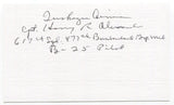 Harvey Alexander Signed 3x5 Index Card Autograph WWII Army B-25 Tuskegee Airman