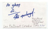 Levi MacDougall Signed 3x5 Index Card Autographed Signature Comedian Actor