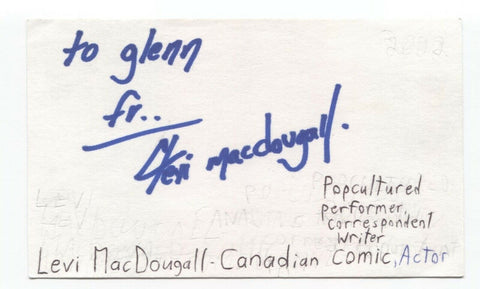 Levi MacDougall Signed 3x5 Index Card Autographed Signature Comedian Actor
