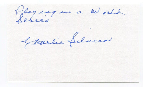 Charlie Silvera Signed 3x5 Index Card Autographed MLB Baseball New York Yankees