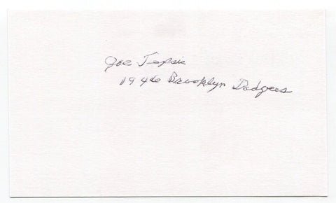Joe Tepsic Signed 3x5 Index Card Autograph Baseball MLB 1946 Brooklyn Dodgers