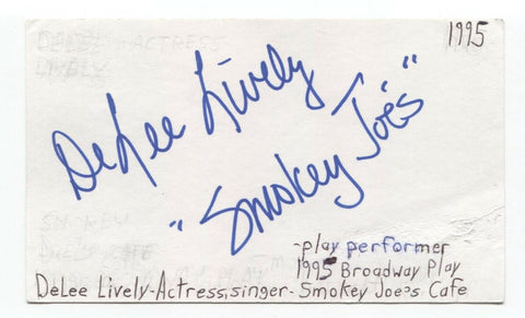 DeLee Lively Signed 3x5 Index Card Autographed Signature Actress Smokey Joes 