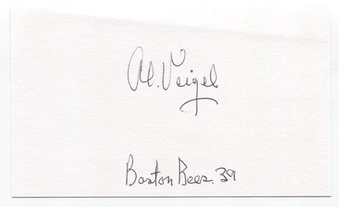 Al Veigel Signed 3x5 Index Card Autograph Baseball MLB 1939 Boston Bees