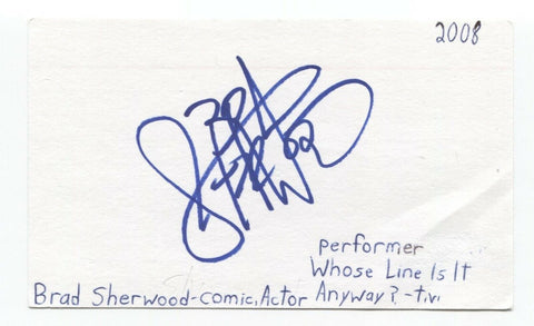 Brad Sherwood Signed 3x5 Index Card Autographed Signature Actor Comedian