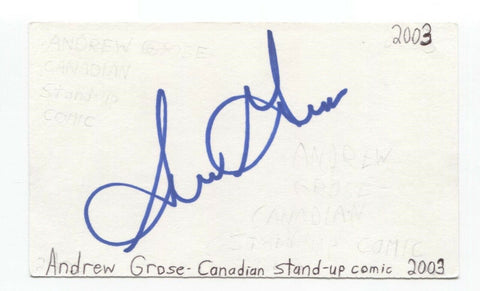 Andrew Grose Signed 3x5 Index Card Autographed Signature Comedian Comic Actor