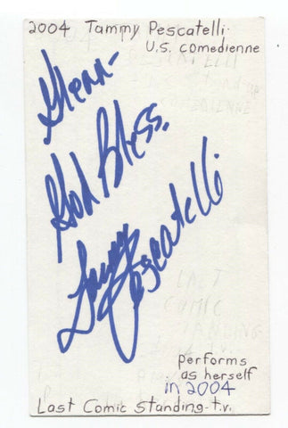 Tammy Pescatelli Signed 3x5 Index Card Autographed Signature Comedian Comic