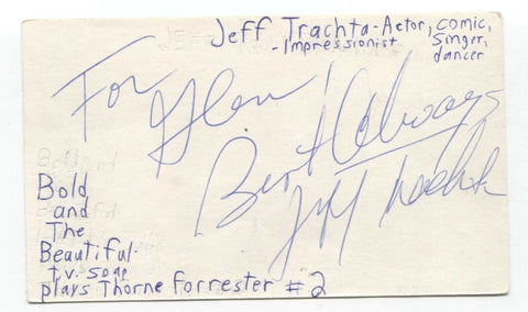 Jeff Trachta Signed 3x5 Index Card Autographed Signature Actor
