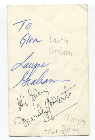 Marilyn Darte and Laurie Graham Signed 3x5 Index Card Autographed Curling Champ