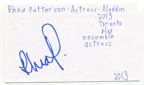 Rhea Patterson Signed 3x5 Index Card Autographed Actress Aladdin Smash