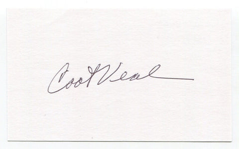 Coot Veal Signed 3x5 Index Card Autograph Baseball MLB