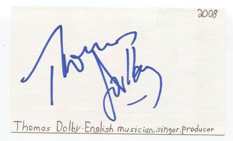 Thomas Dolby Musician Signed 3x5 Index Card Autographed Signature Musician