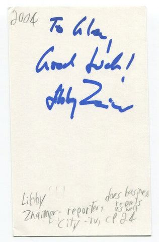 Libby Znaimer Signed 3x5 Index Card Autographed Signature Journalist