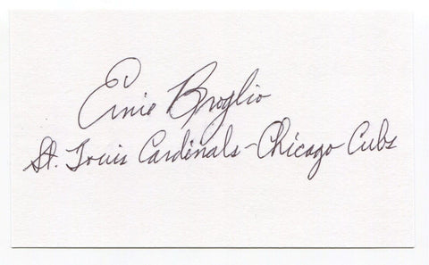 Ernie Broglio Signed 3x5 Index Card Autographed MLB Baseball St. Louis Cardinals