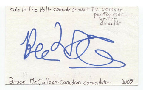Bruce McCulloch Signed 3x5 Index Card Autograph Signature Actor SNL