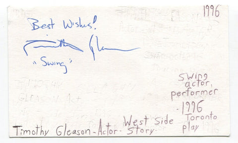 Timothy Gleason Signed 3x5 Index Card Autograph Actor West Side Story