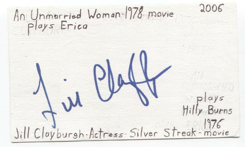 Jill Clayburgh Signed 3x5 Index Card Autograph Signature Actress Silver Streak