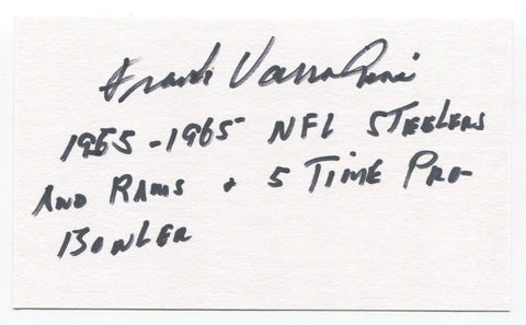 Frank Varrichione Signed 3x5 Index Card Autograph Football Pittsburgh Steelers