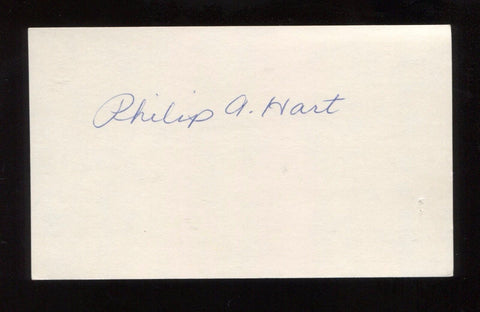 Philip A. Hart Signed 3x5 Index Card Autographed Signature AUTO Senator