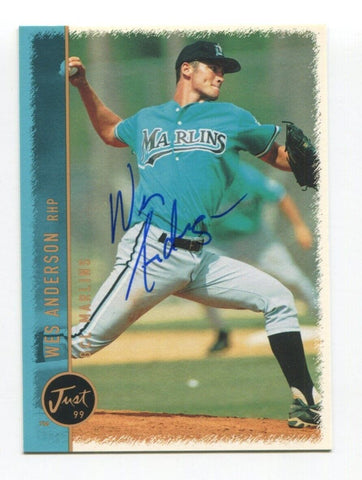 1999 Just Wes Anderson Signed Card Baseball Autograph AUTO #2