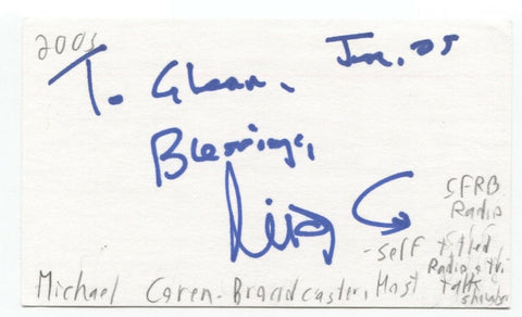 Michael Coren Signed 3x5 Index Card Autographed Signature Reverand Author