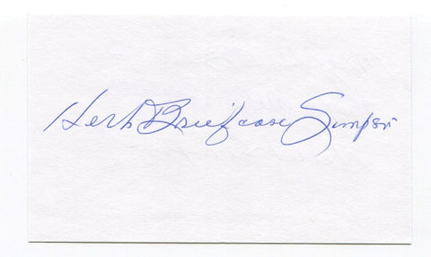 Herb "Briefcase" Simpson Signed 3x5 Index Card Autographed Baseball Negro League