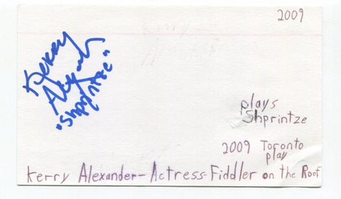 Kerry Alexander Signed 3x5 Index Card Autographed Actor Fiddler On The Roof