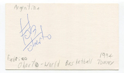 Fabricio Oberto Signed 3x5 Index Card Autographed Basketball 2007 Spurs