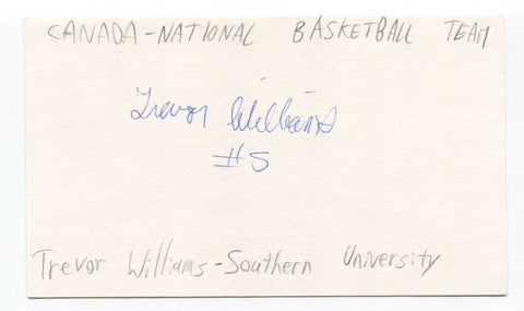 Trevor Williams Signed 3x5 Index Card Autographed Basketball Canada