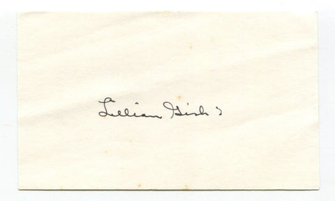 Lillian Gish Signed 3x5 Index Card Autographed Actress