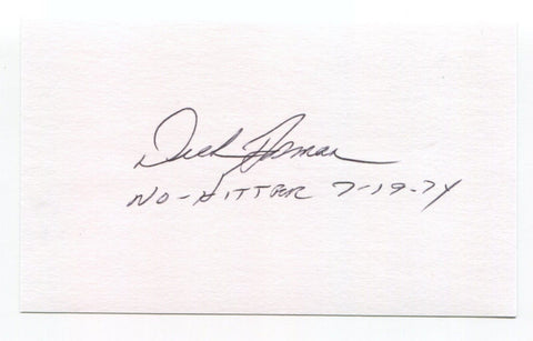 Dick Bosman Signed 3x5 Index Card Autographed Baseball Texas Rangers No Hitter