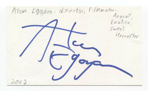 Atom Egoyan Signed 3x5 Index Card Autographed Signature Film Director